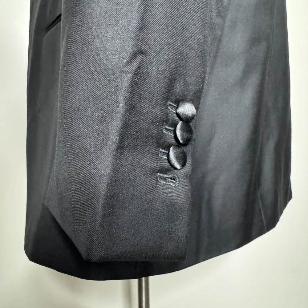 Oliver Wicks Italy Mens 52L Black Wool Two-Piece Suit 36W Pants Solid Super 110s